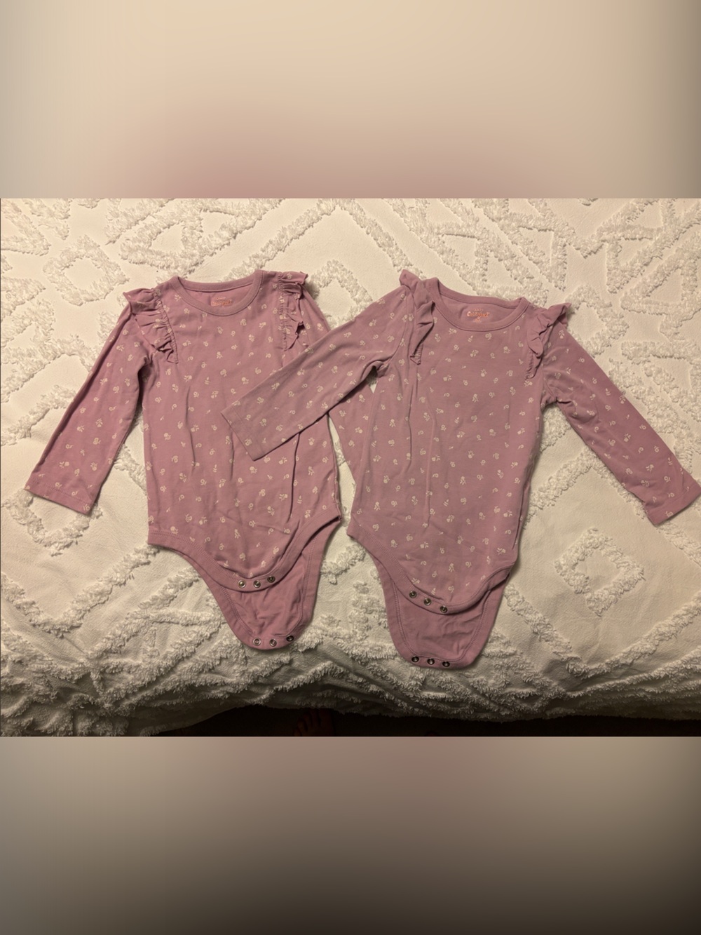 Baby Girls Long-Sleeve Bodysuit, Lavender Twins
